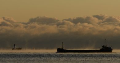 A ship makes it ways through heavy morning fog towards the Baltic Sea outside the northern Swedish city of Sundsvall on November 3, 2012. A 50 per cent increase in Baltic shipping is expected within the next 30 years. (Jonathan Nackstrand / AFP)