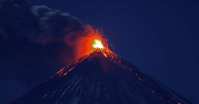 The Kluchevskoy volcano on Oct. 19, 2013. All told, seven volcanoes were listed as “active or restless” on Russia's Kamchatka Peninsula and Northern Kuriles Islands on Sunday. (Courtesy Demyanchuk Yu, IVS FEB RAS, KVERT / Alaska Dispatch)