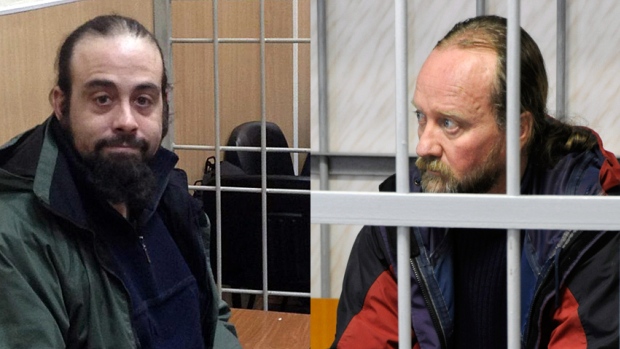 Alexandre Paul, 36, and Paul Ruzycki, 48, two crew from the Greepnpeace ship Arctic Sunrise have been imprisoned in Russia for two months, after Russian forces seized their ship in international waters. Greenpeace had been protesting oil drilling in the Arctic Ocean. (Greenpeace and Sergei Eshchenko/Reuters)