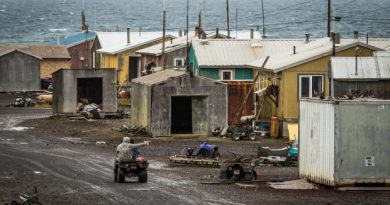 A boy rides a four-wheeler through the rural Alaska community of Savoonga on Saint Lawrence Island in the Bering Sea. (Loren Holmes / Alaska Dispatch)