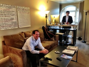 Adrian Herrera (seated) and Michael Shively, at Arctic Power’s office in Washington, D.C. (APRN)