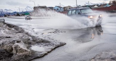 Freezing rain often leaves Anchorage motorists sliding off roadways. (Loren Holmes / Alaska Dispatch)