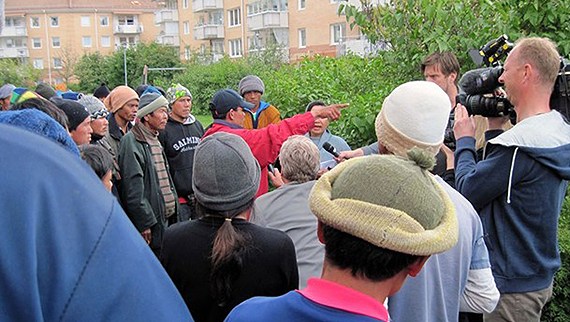 The berry pickers' protest in Umeå in September brought success. (Agneta Johansson/Sveriges Radio)