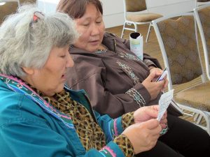 Two Alaska women in Barrow, Alaska singing "I'm Dreaming of My Home" in Inupiaq. (Mark Thiessen / AP)