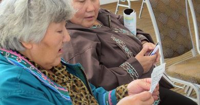 Two Alaska women in Barrow, Alaska singing "I'm Dreaming of My Home" in Inupiaq. (Mark Thiessen / AP)