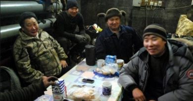 Russian journalist Bolot Bochkarev spent some time with Mikhail and his three sons, Danil, Djulustan and Pavel (from left to right), all truckers who travel the Kolyma all-weather road, and the seasonal ice roads that reach into the most remote parts of Siberia. (Bolot Bochkarev)