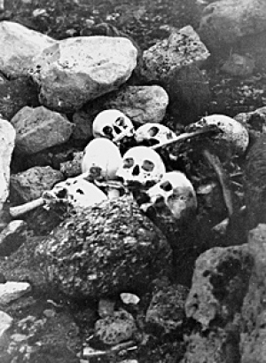 Skulls of members of the Franklin expedition were discovered and buried by William Skinner and Paddy Gibson in 1945 on King William Island. (National Archives of Canada/Canadian Press)