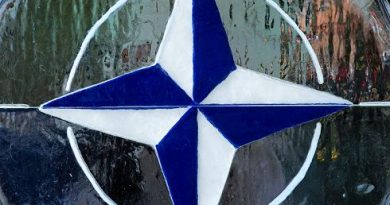 The NATO/OTAN logo in Norfolk, Virginia in 2012. (Paul J. Richards / AFP)