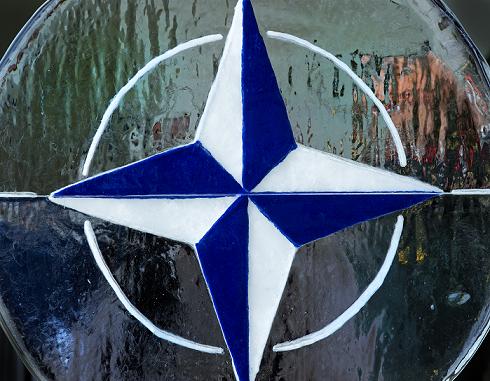 The NATO/OTAN logo in Norfolk, Virginia in 2012. (Paul J. Richards / AFP)