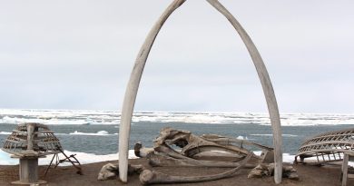 View of the Chukchi Sea seen through a whalebone arch in the Arctic city of Barrow, Alaska. (Nicole Klauss/Kodiak Daily Mirror/AP Photo)