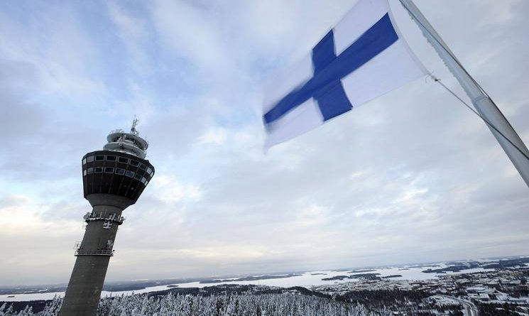 Finland's flag. (Martti Kainulainen / Lehtikuva / AFP)
