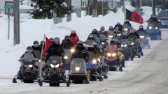 The historic patrol arriving in Cochrane. They had encountered temperatures of -60C and whiteouts along the way. (Sgt Peter Moon / Canadian Rangers)