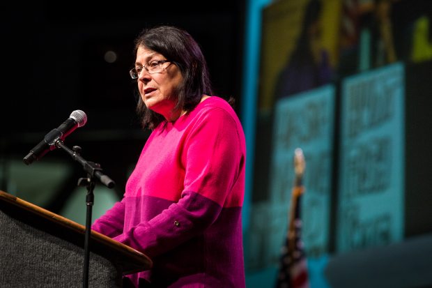 Alaska Federation of Natives President Julie Kitka, pictured here at the 2013 AFN Convention, says there is no evidence to suggest the proposed changes to the Alaska Judicial Council are necessary. (Loren Holmes / Alaska Dispatch)