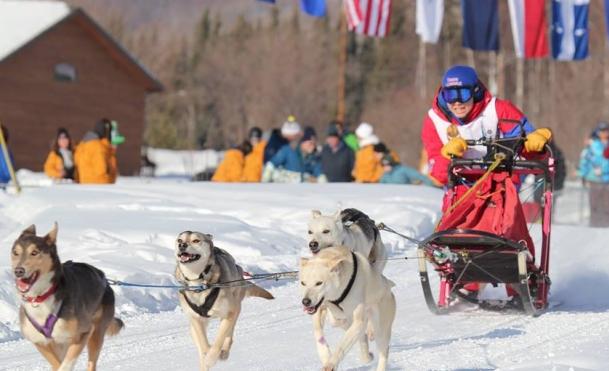 13-year-old Ethel Ford of Rankin Inlet, a community in Canada’s eastern Arctic territory of Nunavut, races in the individual 7.5 km dog mushing race. She finished just three minutes behind the gold medallist from Alaska. ‘I did alright,’ she told the CBC’s Alyssa Mosher, but Ford says she wishes she’d stopped for people passing her, so they could help pack down the trail and lead her faster to the finish line. (Michel Rheault / CBC.ca)