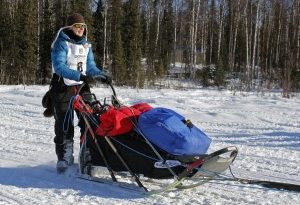 Yvonne Dabakk leaves Willow at the 2014 Iditarod restart. (Josh Edge, APRN – Anchorage)