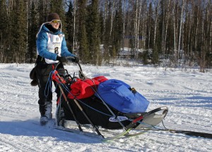 Yvonne Dabakk leaves Willow at the 2014 Iditarod restart. (Josh Edge, APRN – Anchorage)