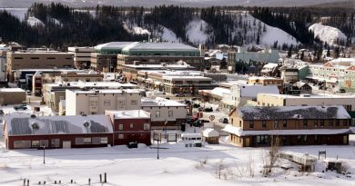 The city of Whitehorse, in Canada's northwestern Yukon territory. Whitehorse's 911 service is available within an 80 kilometre radius of the city. (The Canadian Press)