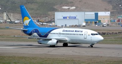 A Canadian North 737 taxis at the Iqaluit airport. The competition bureau has confirmed it will review a proposed merger between First Air and Canadian North. (CBC)