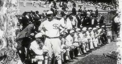 An image of the Chicago White Sox bench. They were later referred to as the "Black Sox," after a suspected game fixing scandal was confirmed the following year. (Library and Archives Canada)