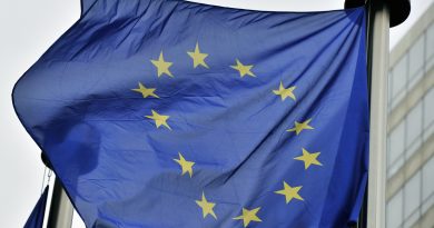 A European flag flies at the entrance of the EU Commission in Brussels on May 21,2014. (Georges Gobet/AFP/Getty Images)