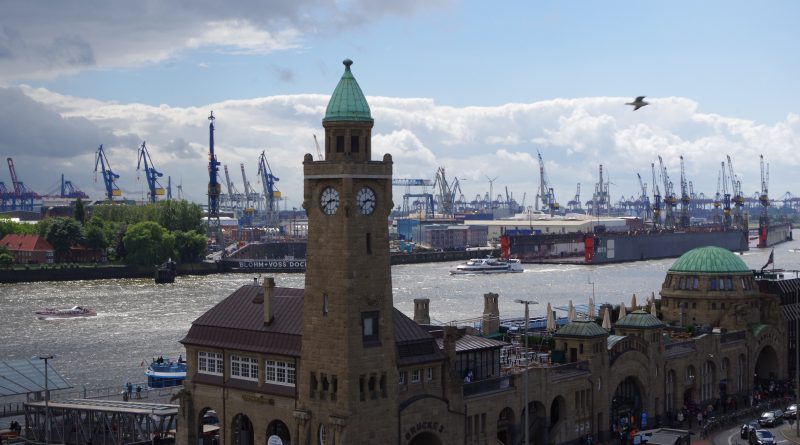 The Port of Hamburg viewed from above Landungsbrücken in 2014. (Mia Bennett)