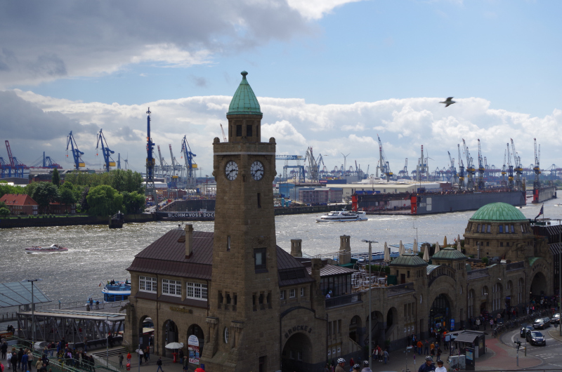 The Port of Hamburg viewed from above Landungsbrücken in 2014.  (Mia Bennett)