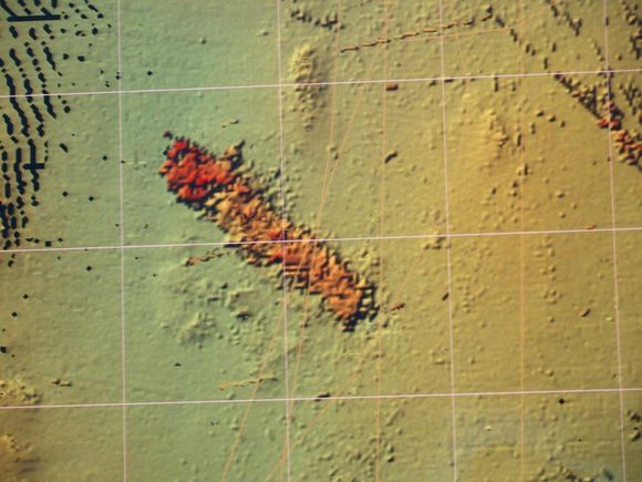 A sonar image of the M/S Immen as it rests on the seabed. (Courtesy Swedish Coast Guard)