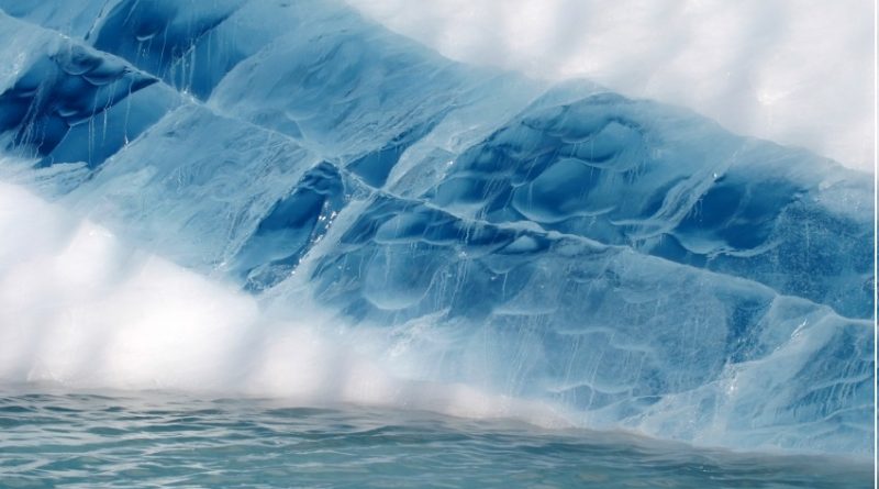 Seam of frozen melt water in an iceberg in Greenland. (iStock)