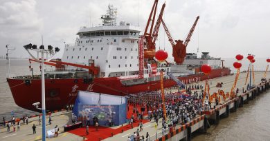 The Chinese icebreaker Xuelong harbored in Shanghai in 2012. The Xuelong is the first Chinese vessel to cross the Arctic Ocean. (Pei Xin / Xinhua / AP)