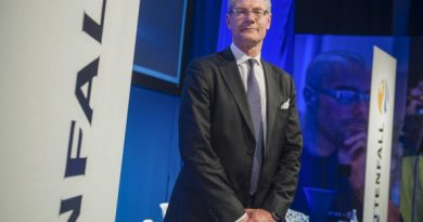 Magnus Hall, new CEO for Swedish power utility company Vattenfall, poses at a press conference in Stockholm on May 7, 2014. (VILHELM STOKSTAD/AFP/Getty Images)