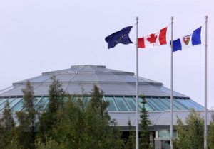 The Legislative Assembly in Canada's Northwest Territories. A devolution agreement giving the territory decision making powers concerning lands, water, and resources came into effect on April 1, 2014. (Chuck Stoody/The Canadian Press)
