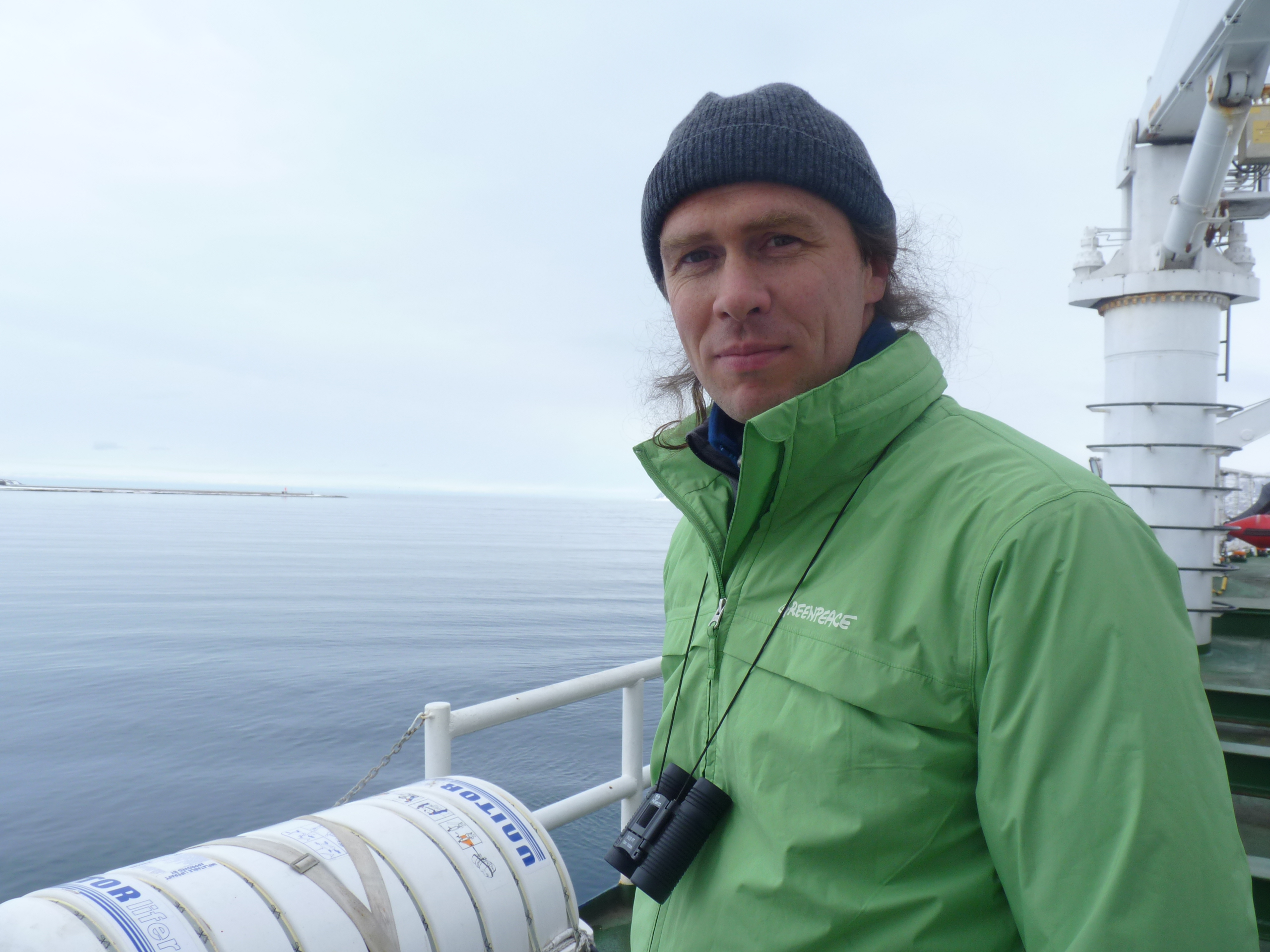Greenpeace Climate Chief Martin Kaiser on board the Esperanza off the coast of Svalbard, 2010. (Irene Quaile)