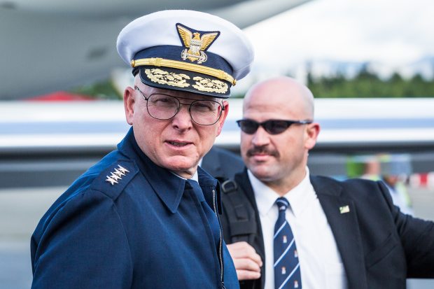 Former U.S. Coast Guard Commandant Admiral Robert Papp, shown in this August, 2012, file photo at Ted Stevens Anchorage International Airport, was tapped Wednesday by Secretary of State John Kerry to be the nation's top diplomat to the Arctic region.