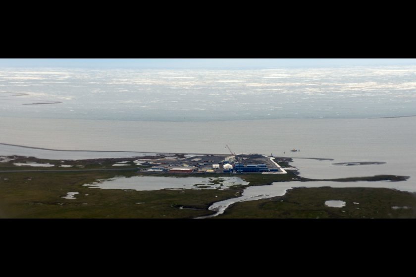 A 55-acre gravel pad serves as foundation for the Point Thomson Project. Construction continues on Thursday, July 31, 2014, along the Beaufort Sea on the North Slope. (Erik Hill / Alaska Dispatch News)
