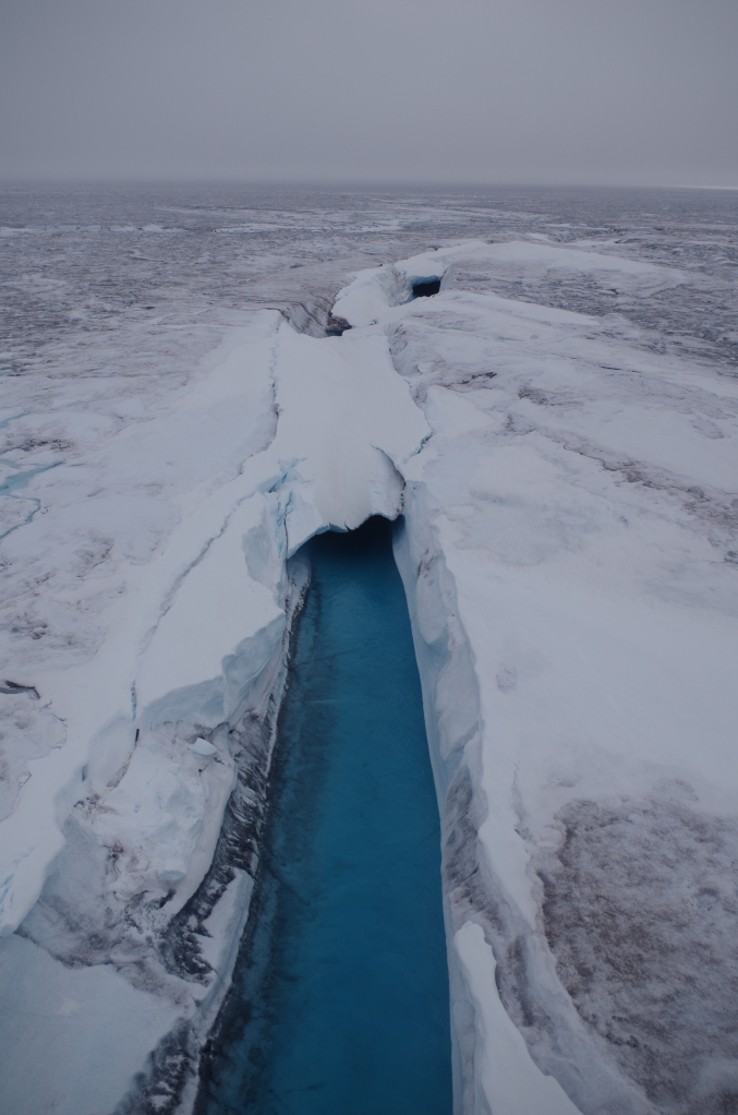 A supraglacial river. (Mia Bennett / August 2014)