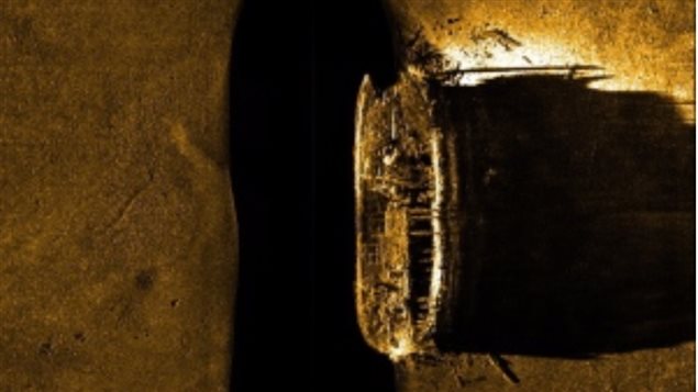 A sea-floor scan shows one of the two long-missing Franklin ships. The image was unveiled by Canadian Prime Minister Stephen Harper with much fanfare in 2014. (Canada parks/The Canadian Press)