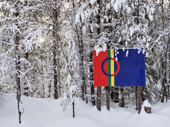 The Sami flag. Valentina Sovkina, the elected head of the Council of Authorized Representatives of the Sami in the Murmansk Oblast, was harassed on her way to the United Nations first World Conference on Indigenous Peoples in New York. (Jonathan Nackstrand / AFP)