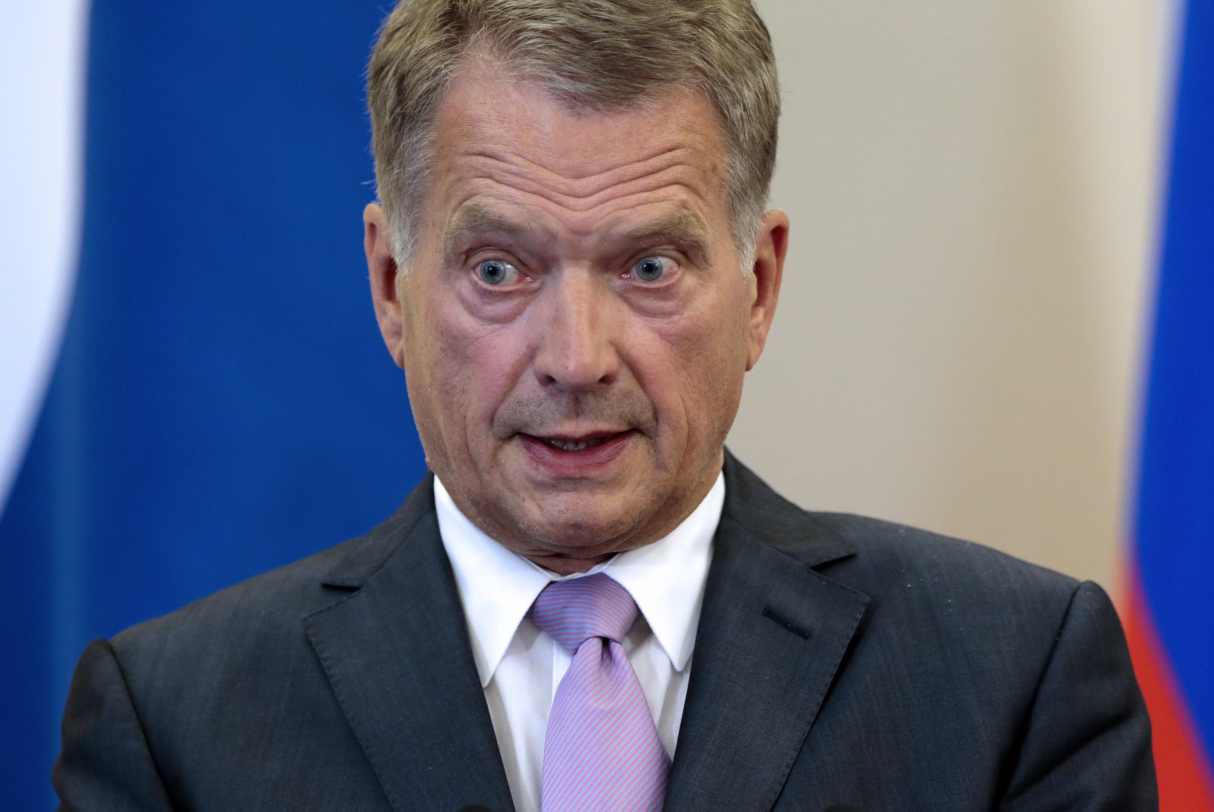 Finnish President Sauli Niinistö at a press conference in Russia in August 2014. (Ivan Sekretarev /AFP/Getty Images)