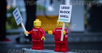 Greenpeace placed mini activist LEGO figures at a Shell gas station in Legoland in Billund, Denmark with banners reading "Save the Arctic Stop Shell". The action was part of a global campaign to pressure Lego to sever its business partnership with Shell. (Uffe Weng / Greenpeace)