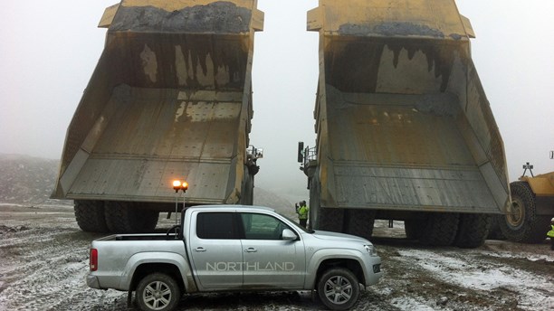 Empty loading platforms at the Northland mine in Kaunisvaara. (Mats Jonsson/Sveriges Radio)