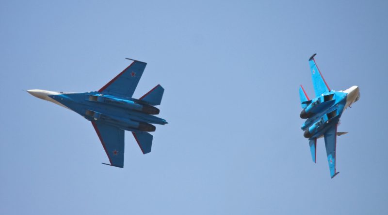 Two Russian Sukhois jets performing in an air show. (iStock)