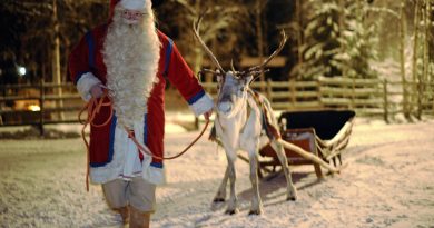 Santa Claus walks with his Reindeer and sled in Rovaniemi, Finland on December 16, 2008. (Olivier Morin/AFP/Getty Images)