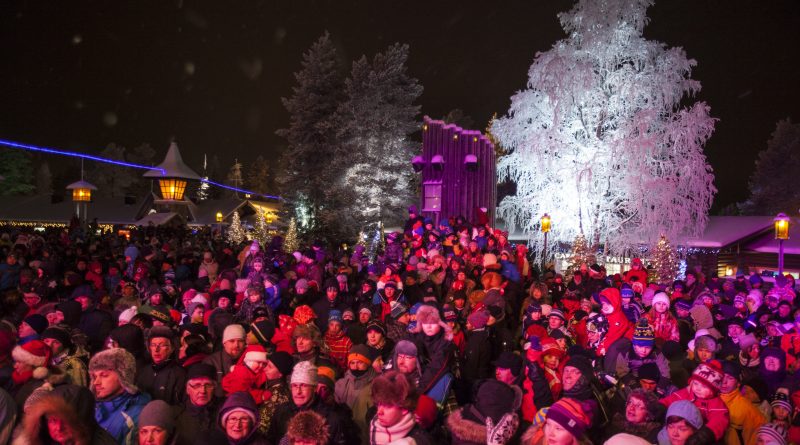 Children and adults watch Santa Claus getting ready to start the long journey to children all over the world, one day before Christmas Eve at the Arctic Circle in Rovaniemi, Finland in 2012. (Kaisa Siren/AFP/Getty Images)