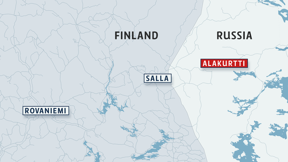 Map of northern Finland indicating Rovaniemi, the Finnish border city of Salla and the Russian city of Alakurtti.(Yle/Uutisgrafiikka)