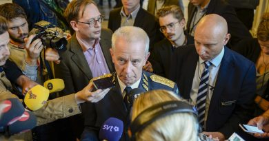 Swedish Commander-in-Chief Sverker Goransson talks to media on October 21, 2014. (Pontus Lundahl /AFP/Getty Images)