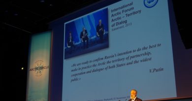 Russian Polar Hero Artur Chilingarov speaks at Arctic Circle 2014 in Reykjavik, Iceland. (Mia Bennett)