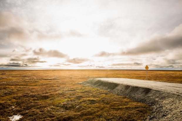 A subdivision on the outskirts of Kaktovik looks into the Arctic National Wildlife Refuge's 1002 coastal plain. Sept. 10, 2012. (Loren Holmes/Alaska Dispatch)