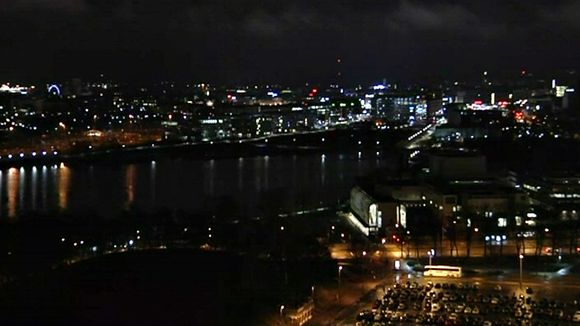 Central Helsinki during Earth Hour on Saturday, 28 March. (Yle)