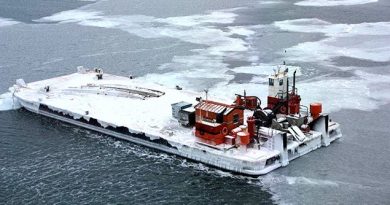 A barge broke its tow in Canada's Arctic earlier this year and drifted as far away as the Russian coast. (US Coast Guard)