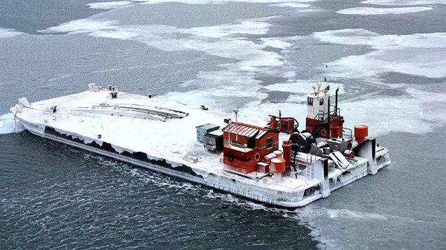A barge broke its tow in Canada's Arctic earlier this year and drifted as far away as the Russian coast. (US Coast Guard)